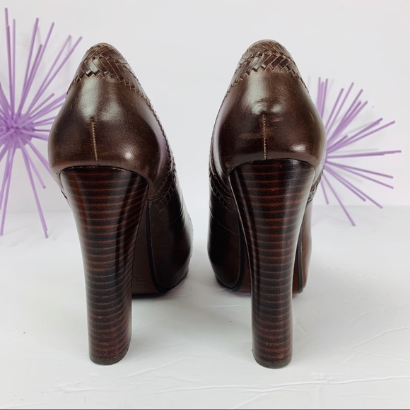 Max Studio Alisa /Brown Basket Weave Platform Heel - Picture 4 of 7